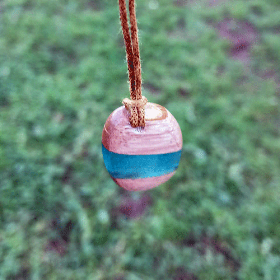 Driftwood with transparent blue resin