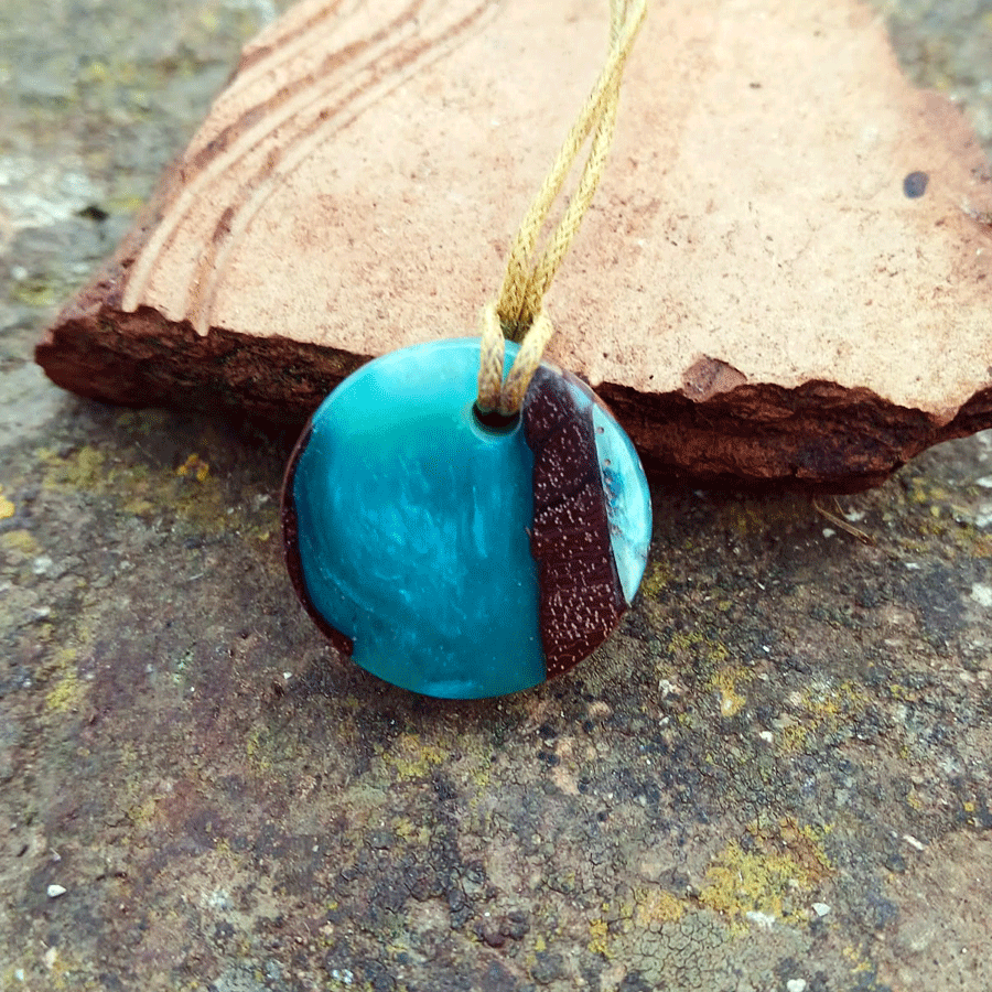 Driftwood with metallic turquoise resin