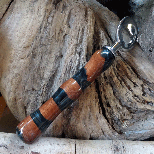 Driftwood and dark green resin bottle opener