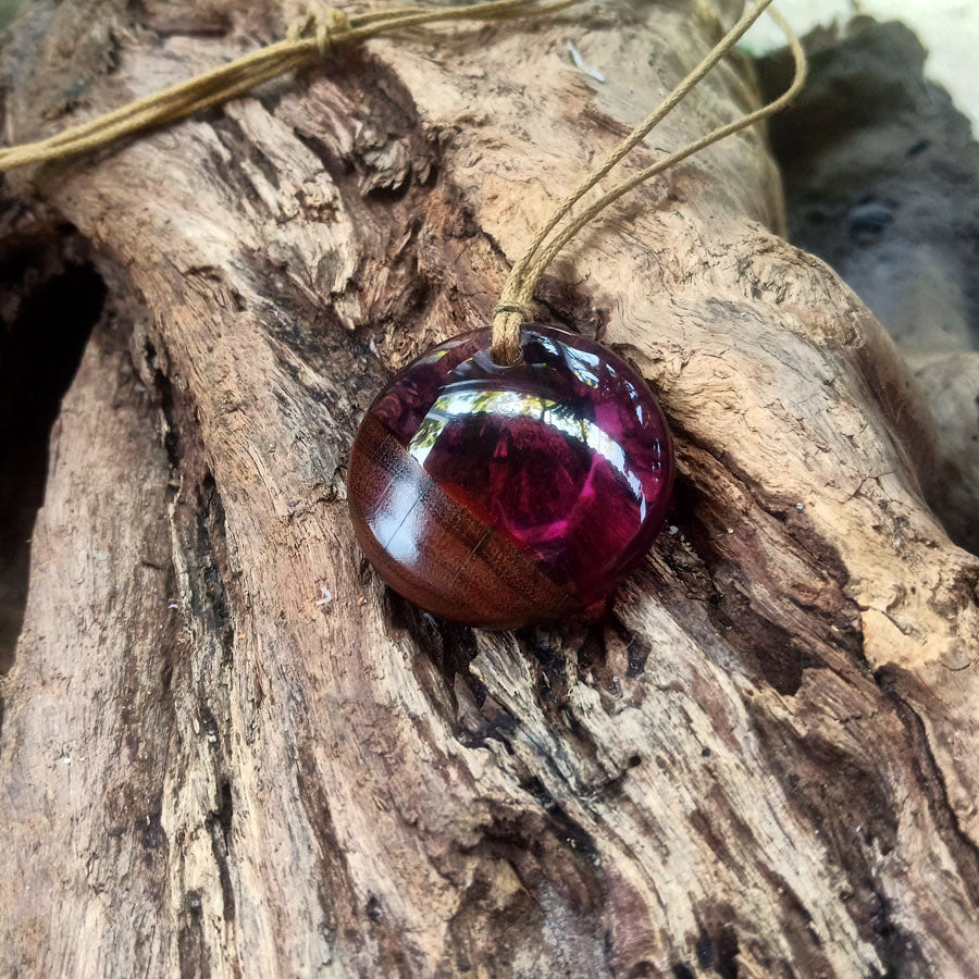 Driftwood with purple resin