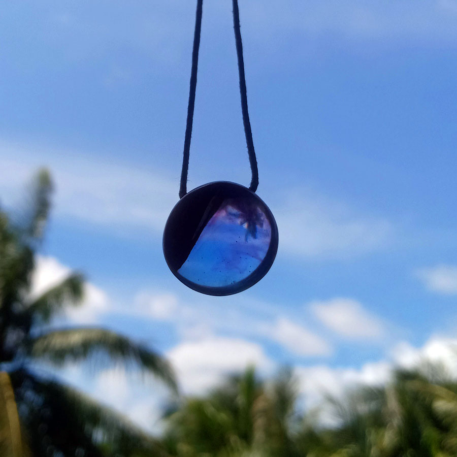 Driftwood with blue and purple resin