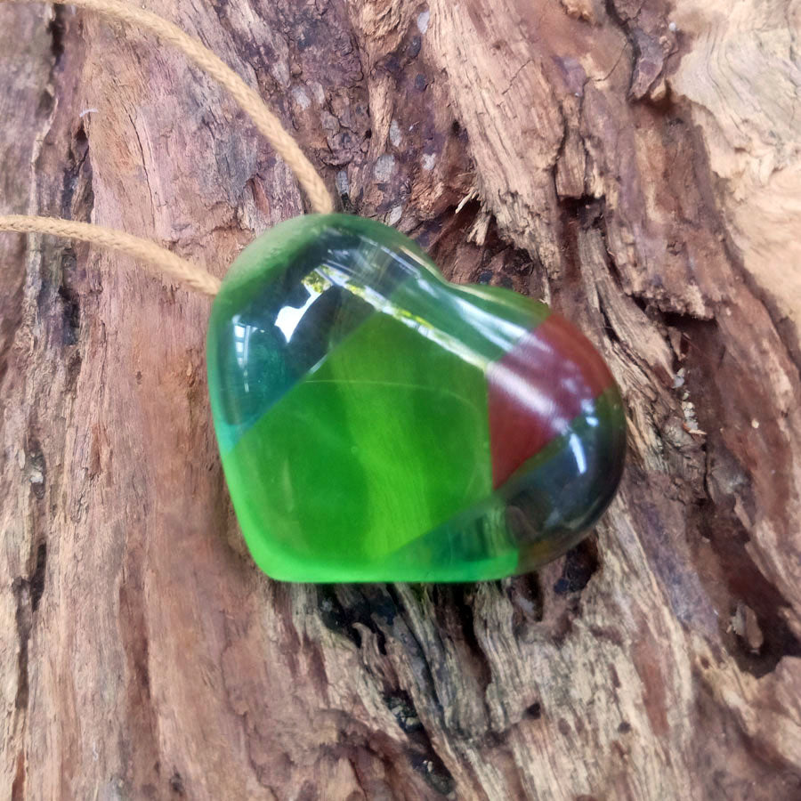 Driftwood with green resin