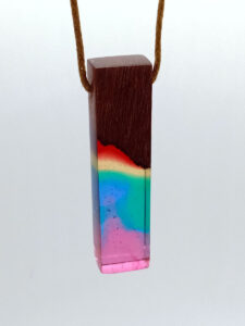 Driftwood with rainbow coloured resin