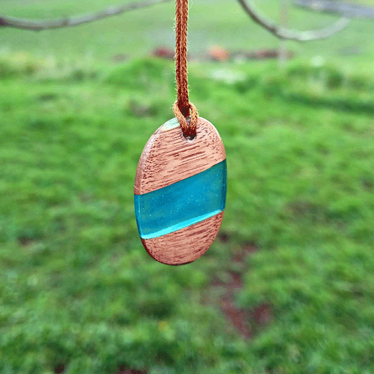 Driftwood with transparent blue resin