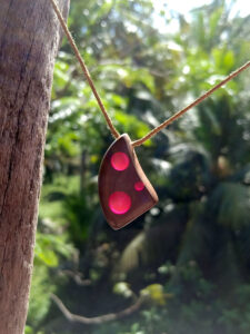 Driftwood with pink resin dots