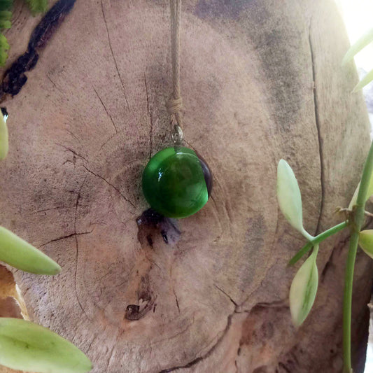 Driftwood with green resin