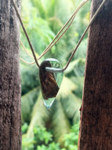 Driftwood with light blue resin