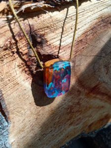 Driftwood with blue and purple resin with glitter