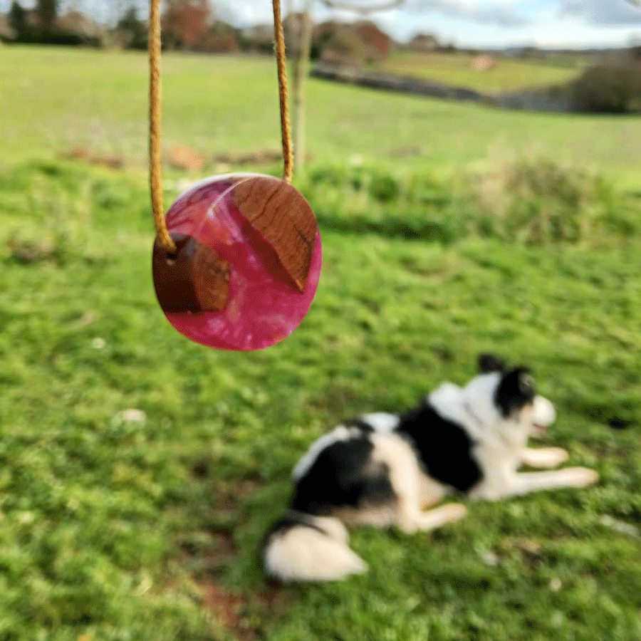 Driftwood with metallic pink resin