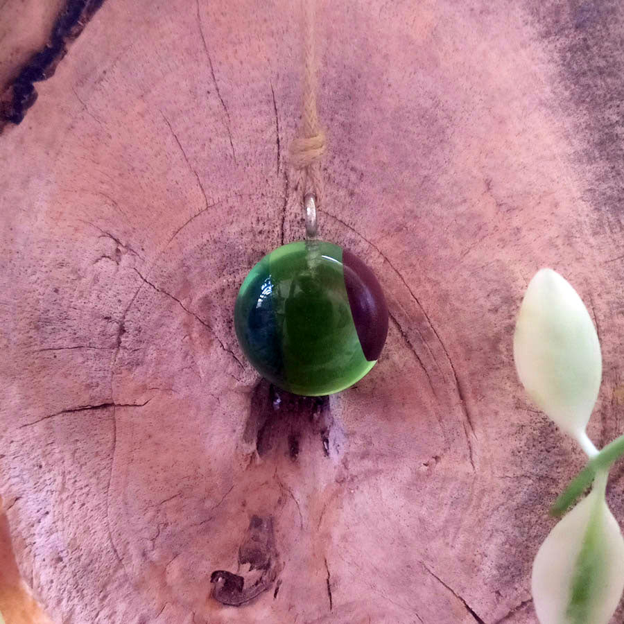 Driftwood with green resin