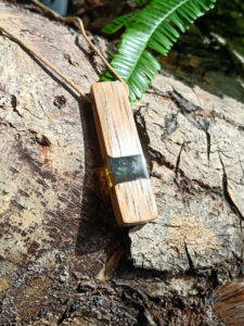 Bamboo driftwood with metallic black resin