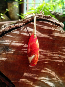 Driftwood with flame coloured resin