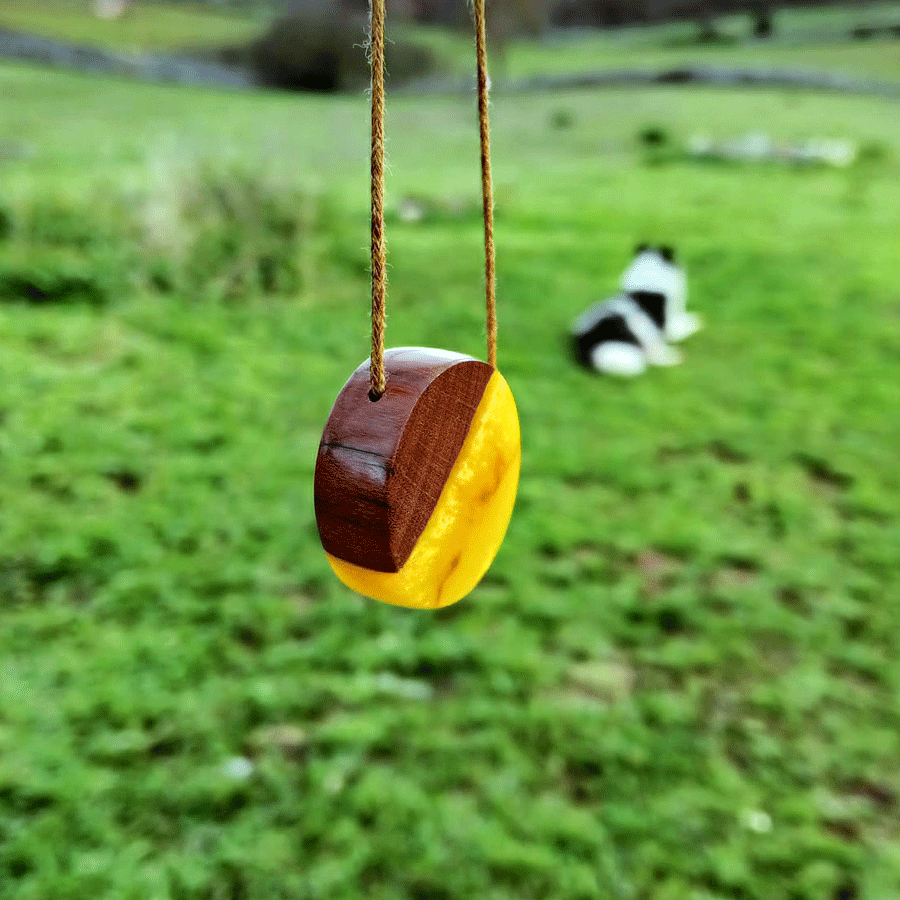 Driftwood with metallic yellow resin