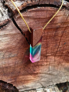 Driftwood with rainbow coloured resin