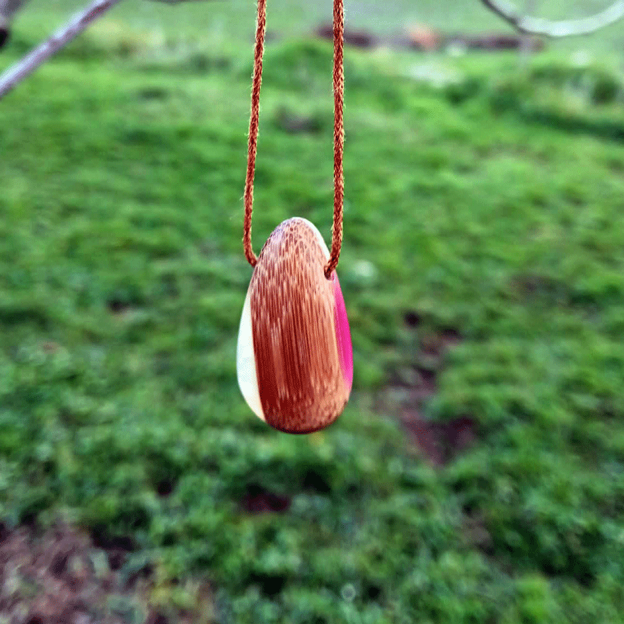 Driftwood with metallic pearl and pink resin