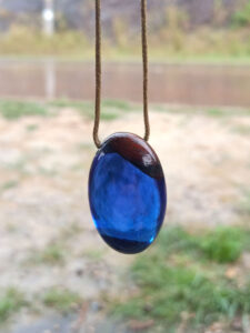 Driftwood with royal blue resin