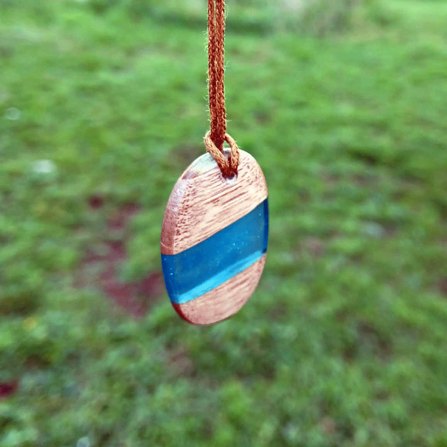 Driftwood with transparent blue resin