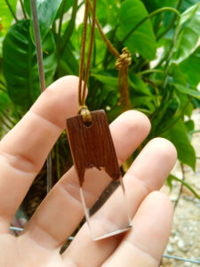 Driftwood with transparent clear resin