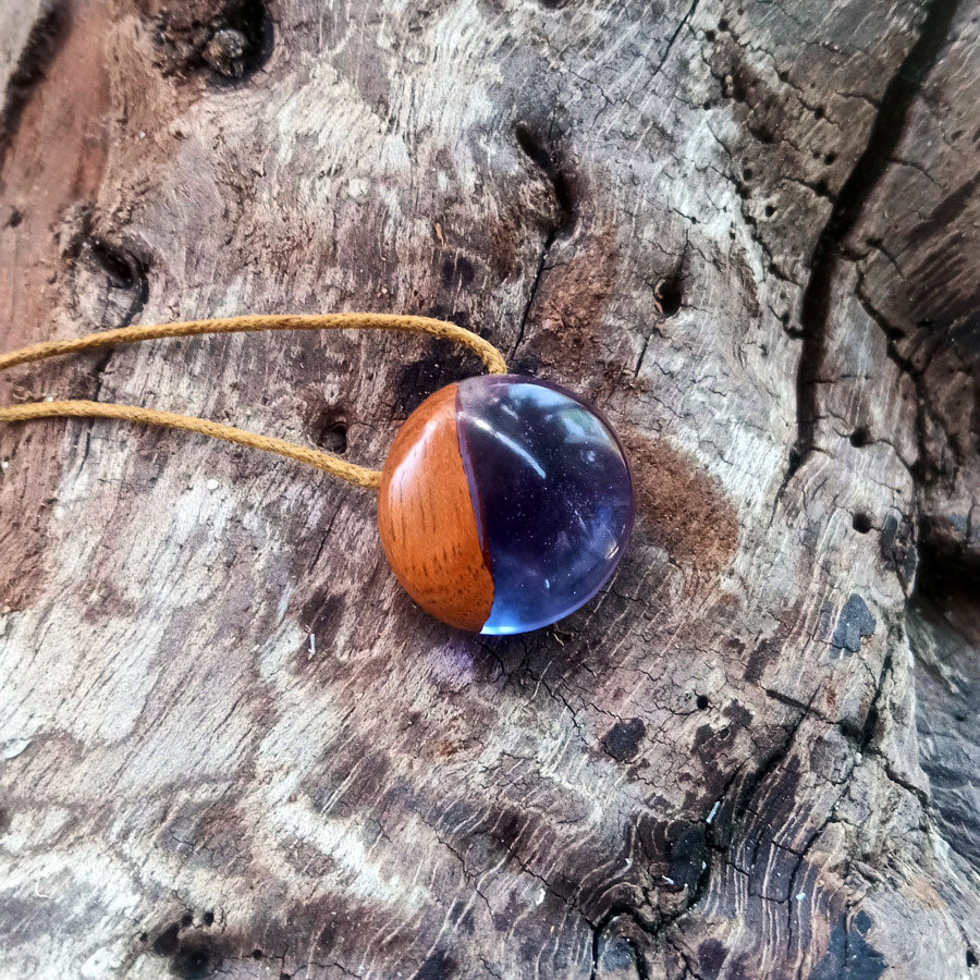 Driftwood with blue and purple resin