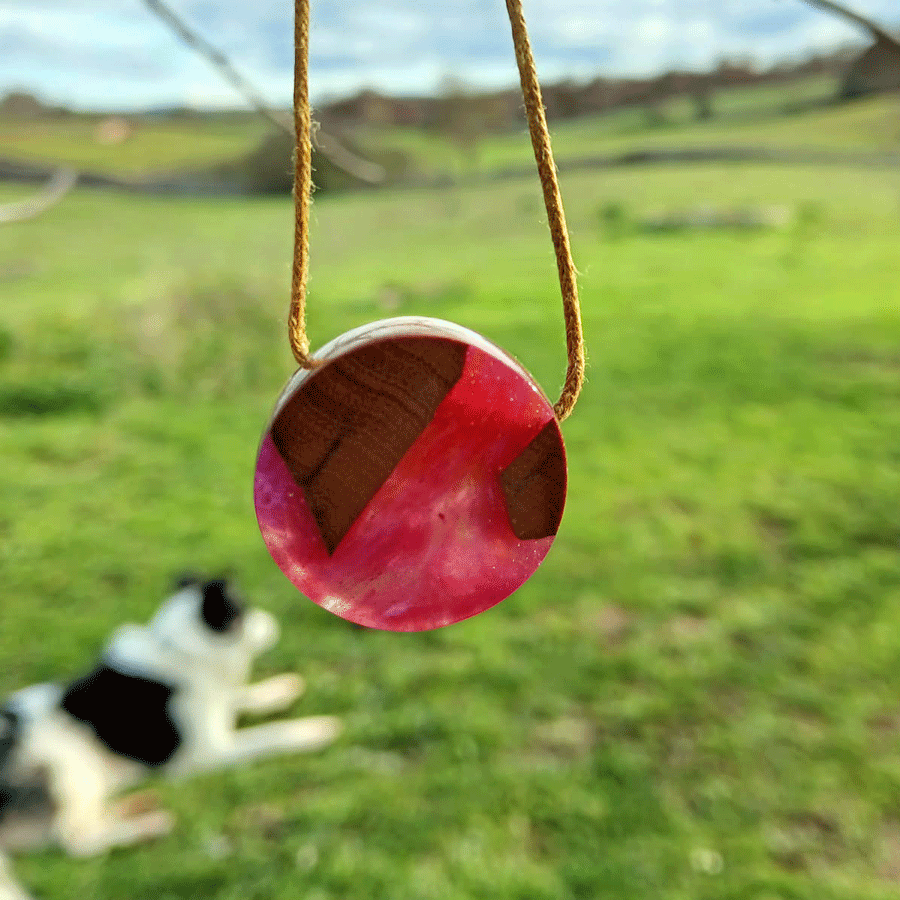 Driftwood with metallic pink resin