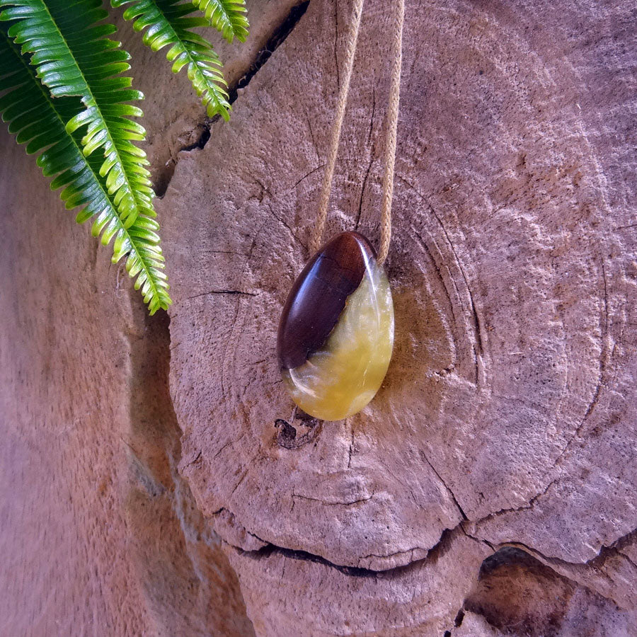 Driftwood with light green resin