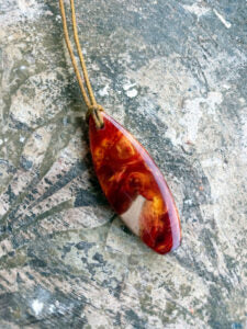 Driftwood with flame coloured resin