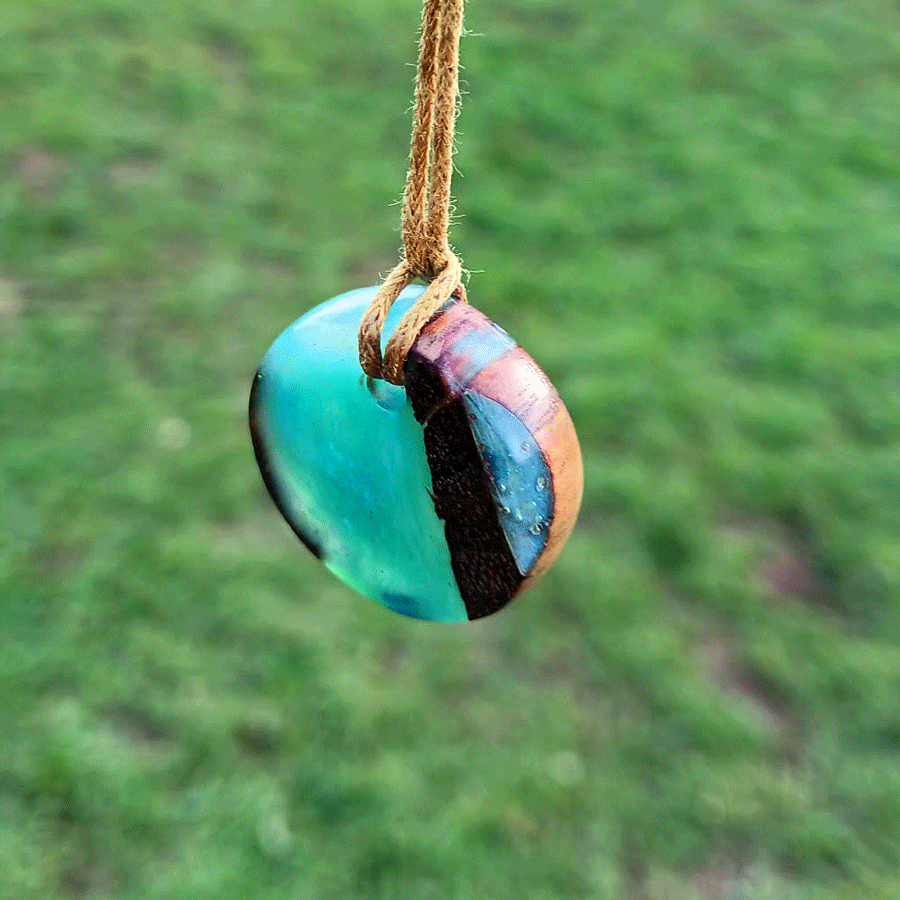 Driftwood with metallic turquoise resin