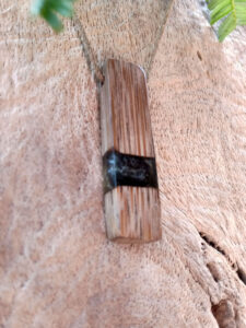 Bamboo driftwood with metallic black resin