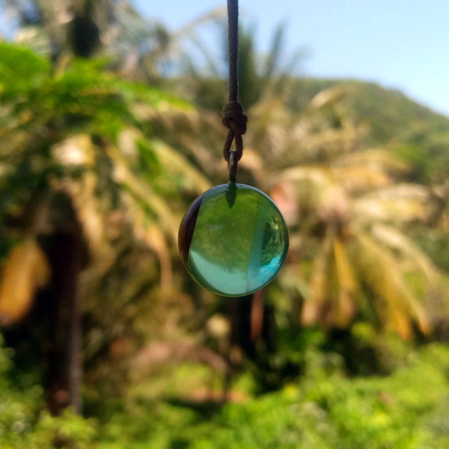 Driftwood with green resin