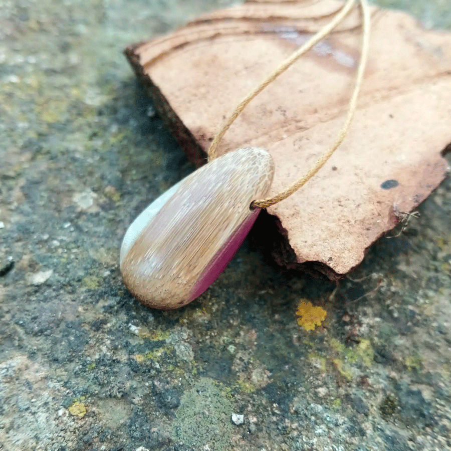 Driftwood with metallic pearl and pink resin