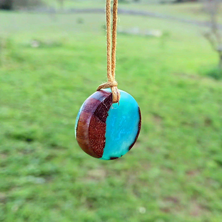 Driftwood with metallic turquoise resin