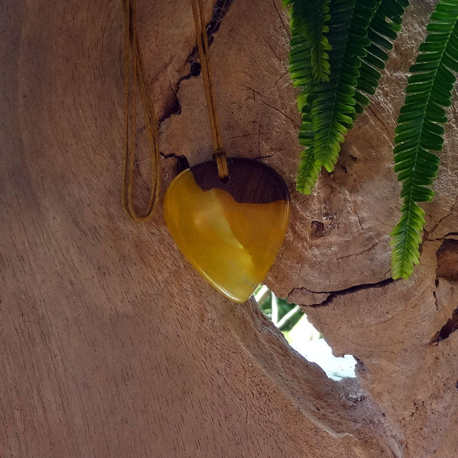 Driftwood with yellow resin