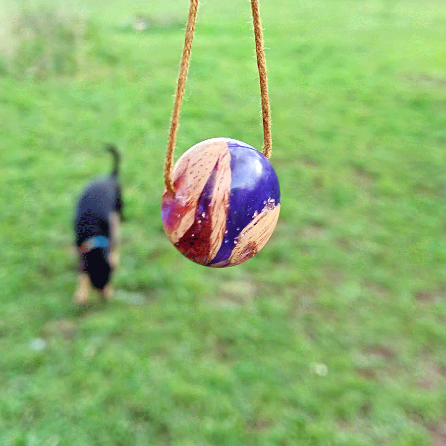 Driftwood with metallic purple resin