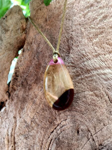 Driftwood with white and pink resin