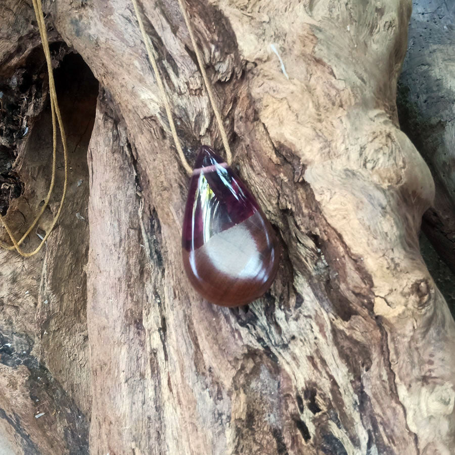 Driftwood with purple resin