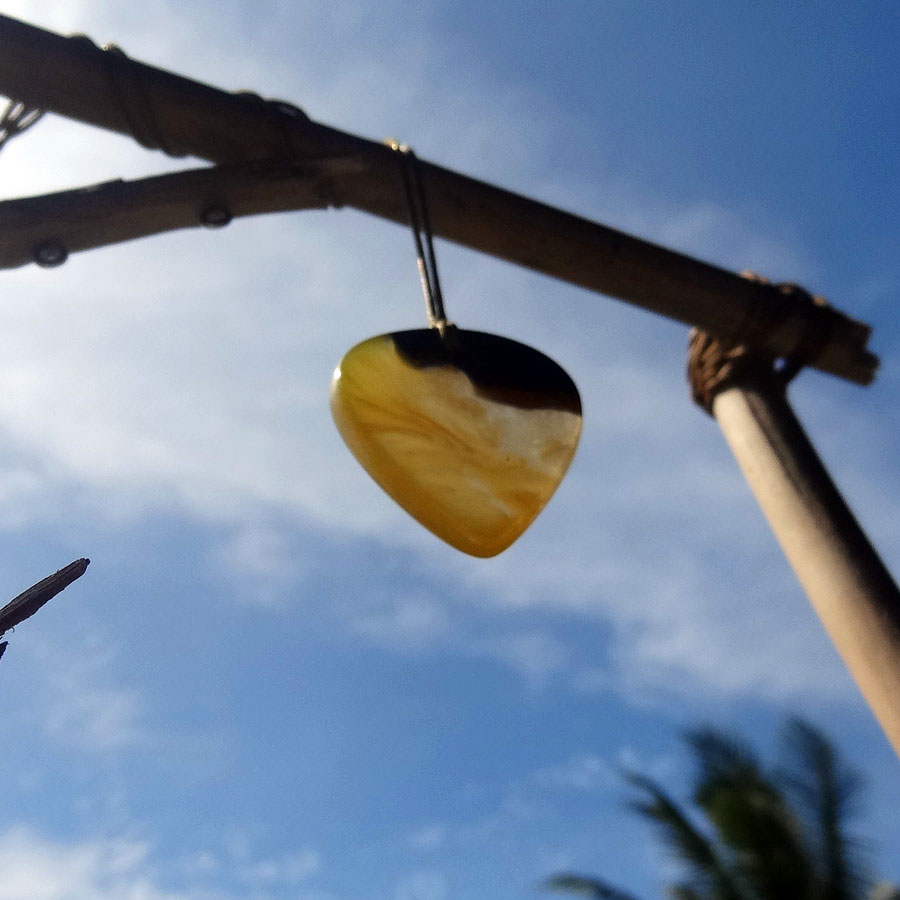 Driftwood with yellow resin