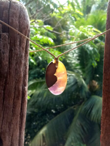 Driftwood with metallic yellow and purple resin