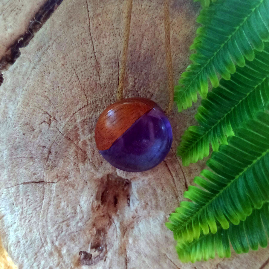 Driftwood with blue and purple resin