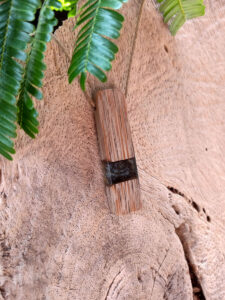 Bamboo driftwood with metallic black resin