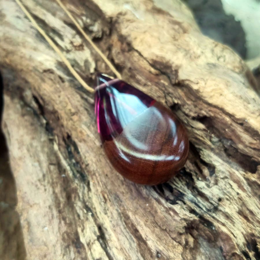 Driftwood with purple resin