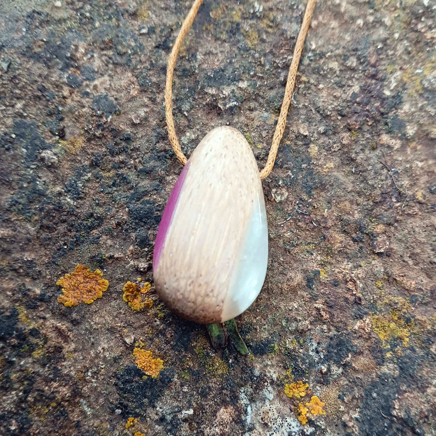 Driftwood with metallic pearl and pink resin