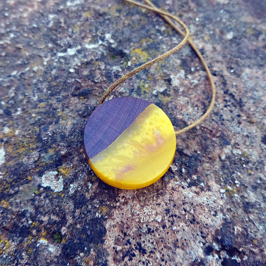 Driftwood with metallic yellow resin