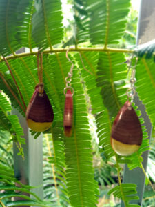 Set with earrings and pendant in driftwood and resin