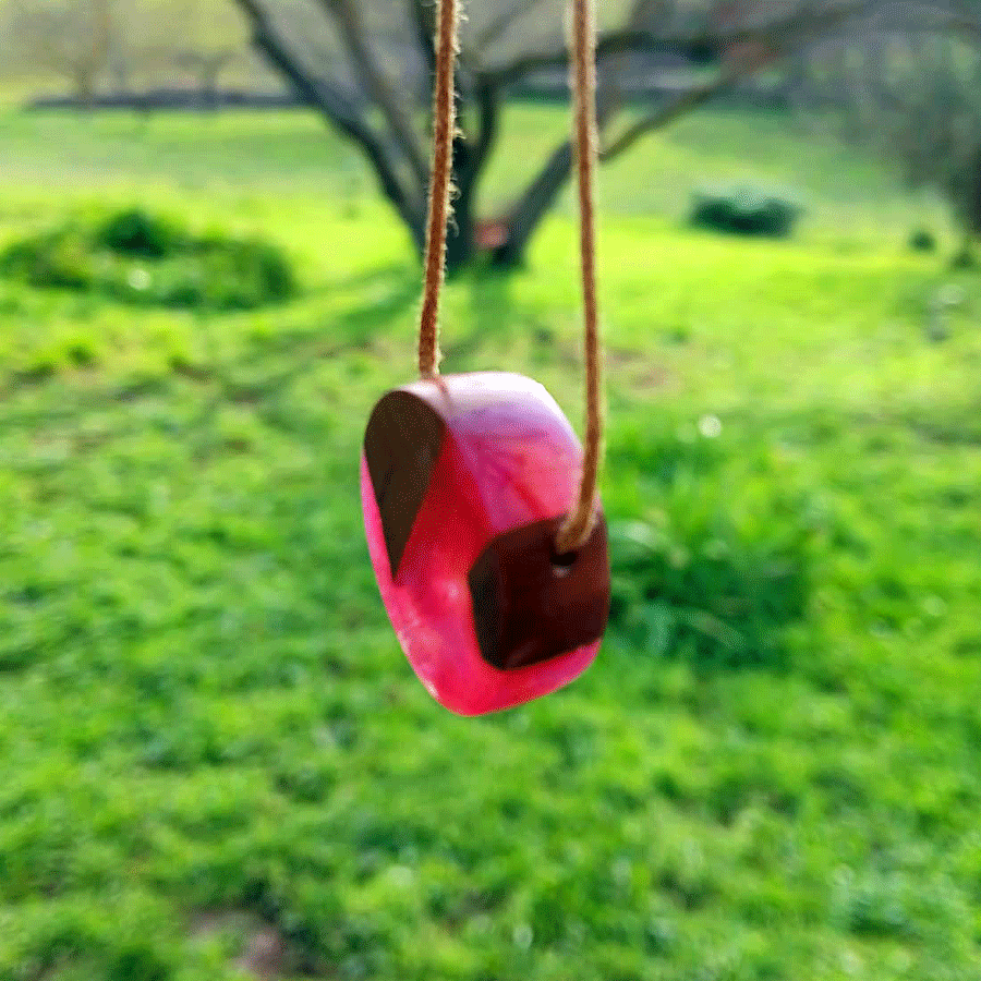 Driftwood with metallic pink resin