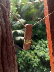 Bamboo driftwood with metallic black resin