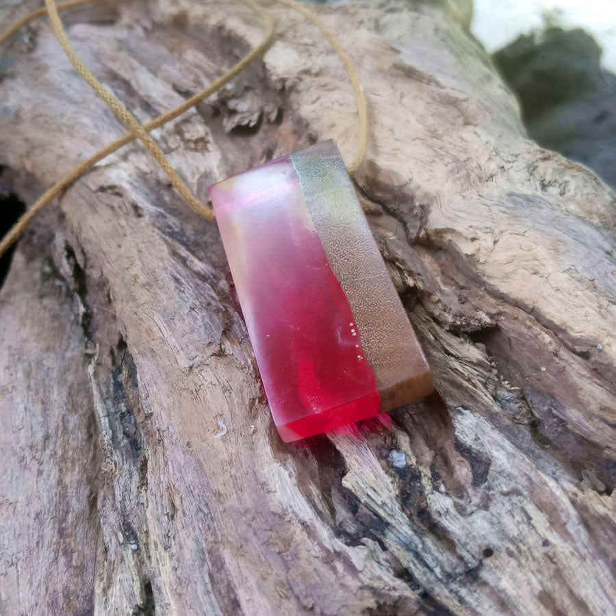 Driftwood with pink resin