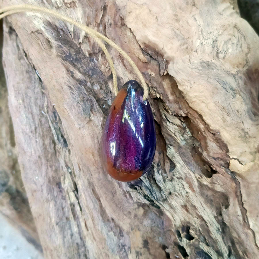 Driftwood with blue and purple resin