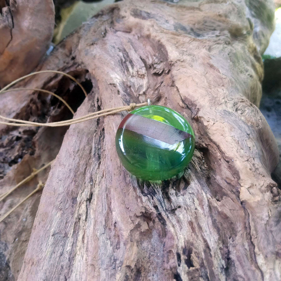 Driftwood with green resin