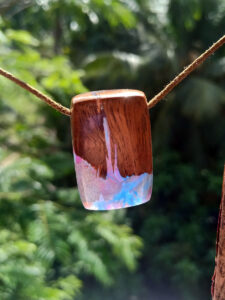 Driftwood with blue and purple resin with glitter