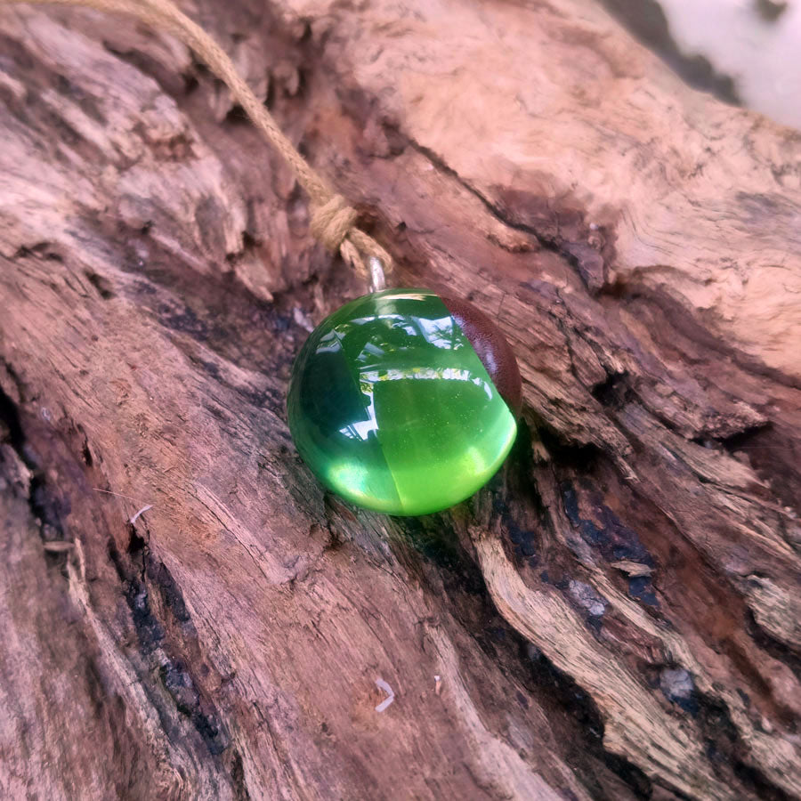 Driftwood with green resin